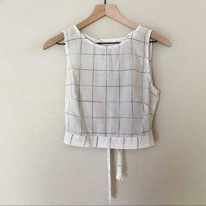 Chelsea & Violet crop window pane plaid tie top